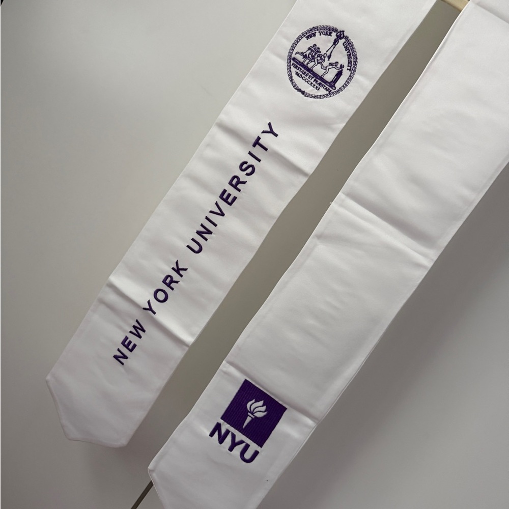 NYU - New York University White Graduation Stole / Sash - Picture 2 of 2